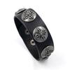 Pulsera de cuero para hombre estilo punk europeo y americano con remaches de calavera, personalizada y moderna, pulsera ancha de piel de vaca no convencional