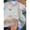 Camiseta Listrada V-Neck Manga Curta Cor Color Block Tendência Verão Estilo Americano Falso Duas Peças Gola Henley Camisa Polo Manga Meia Mão Casal