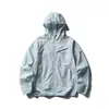 Chamarra con Capucha de Bloques de Color para Hombre para Exteriores, Estilo Otoño, Moda Callejera, Bolsillos con Cremallera, Corte Holgado, Abrigo Deportivo a Prueba de Viento