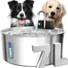 Bebedouro Inteligente para Pets Transfronteiriço 7L Aço Inoxidável Água Corrente para Gatos e Cachorros, Silencioso, Grande Capacidade, Circulação e Filtração de Água