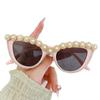 Gafas de sol de ojo de gato de moda con pedrería, cadena personalizada hecha a mano transfronteriza, decoración de flor de cadena, gafas de sol para fiesta