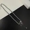 Pulsera Brazalete Collar con Broche Cruzado de Zirconia Incrustada con Perlas Estilo Dulce, Cadena de Cuello Única Versátil de Alta Gama, Exquisita