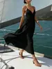 Verano 2026 Nuevo Moda Casual de Playa con Estilo Europeo y Americano Cruzado Vestido Largo en V
