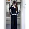 Conjunto Informal de Moda Falso de Dos Piezas para Mujer Primavera y Otoño Nuevo Adelgazante Talla Grande Pantalones de Pierna Ancha Conjunto de Dos Piezas MM Gordita 240 Jin
