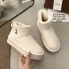 Botas de Neve Quentes de Veludo Espessado Femininas Estilo Novo de Inverno Sola Grossa Aumento Oculto de Altura Botas Curtas Antiderrapantes Sapatos de Algodão do Nordeste Fivela Retro