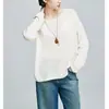 Blusa Tricô Leve de Bambu, Algodão e Linho para Mulheres, Verão 2025, Corte Amplo, Toque Relaxado