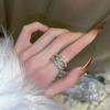 Anillo de Concha de Diamante Brillante de Lujo Accesible Estilo Coreano para Mujer Abierto Ajustable Moda Elegante Nicho de Gama Alta Anillo para Dedo Índice