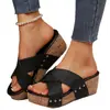 Tallas Grandes Chanclas de Cuña de Comercio Exterior 2024 Verano Nuevas Retro Suela Gruesa Sandalias Romanas Chanclas de Boca de Pez para Mujer