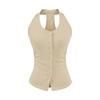 Chaleco de Diseño Halter con Cuello en U y Cruce Simple para Mujer 2025 Verano Nuevo Top de Tirantes sin Mangas Ajustado para Mujer