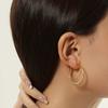 Acero de titanio doble anillo superficie de papel de estaño arete de acero inoxidable nicho ins europeo y americano venta al por mayor estilo europeo y americano aretes círculo alto sentido