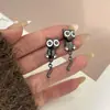 Moda Aguja de Plata Nuevo Lindo Dibujo Animado Gato Negro Dulce Simple Elegante Creativo Aretes para Mujer