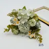 Flores artificiales de seda, ramos de flores de seda estilo europeo, productos transfronterizos más vendidos, ramos de color naranja-rosado otoñal, arreglos florales para decoración de salones de bodas