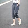 Pantalones Capri de Lino Originales Japoneses para Comercio Exterior, Holgados, Casuales, Pierna de Algodón y Lino, Pantalones Hallen para Mujer