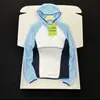 Camiseta Base de Ciclismo al Aire Libre de Verano, Secado Rápido, Bloqueo de Color, Malla Transpirable, Manga Larga con Capucha para Hombres y Mujeres 12142