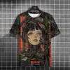 Camiseta para Hombre Japonesa Camiseta con Patrón Mecánico Manga Corta Camiseta Estampada Ropa para Hombre de Exterior Top