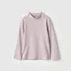 Tecido 230g Algodão Orgânico Classe A Algodão Cardado Escovado Gola Meia Alta Manga Longa Meninos e Meninas Outono e Inverno Manga Longa Camiseta Roupas Infantis