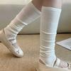 Meias Femininas Largas de Outono e Primavera Estilo Miu Polainas Cinzas com Pé Meias de Cano Longo Meias Femininas Estilo Ballet Meias de Algodão Atacado