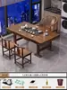 Conjunto de Mesa de Chá Grande com Cadeiras Conjunto de Uma Mesa e Cinco Cadeiras Nova Mesa de Centro Estilo Chinês Mesa de Chá para Sala de Estar Escritório em Casa Mesa para Preparar Chá Conjunto de Chá Integrado