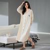 Bata de Noche para Mujer de Algodón Puro Ropa de Primavera para Mujer Manga Larga Talla Grande Estilo Coreano Camisa Ropa para el Hogar Pijamas para Mujer 2025 Nuevo Verano
