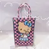 Bolsa Tejida Nueva de Fábrica Bolsa Cuadrada Pequeña Bolsa de Cesta de Plástico para Verduras Color Cesta Pequeña Coincidencia de Foto Bolsa de Playa Bolsa de Mujer