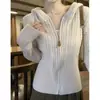 Suéter con Capucha de Punto Trenzado para Mujer Otoño/Invierno 2026 Cárdigan con Cremallera Suéter Estilo Suave Color Sólido Tejido Prendas de Abrigo Moderno