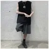 Nuevo estilo de comercio exterior transfronterizo para hombres de talla grande, corte holgado, talla grande, chaleco sin mangas estilo Hong Kong, de verano, cuello redondo, manga corta, moderno, ins
