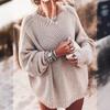 Suéteres de Moda Outono Novo Europeus e Americanos para Mulheres Amazon Comércio Exterior Gola Redonda Manga Longa Suéteres Soltos Tamanho Grande Jaqueta Fábrica
