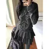 Estilo INS Camiseta de Manga Larga de Moda Retro para Mujer Primavera y Otoño Estrella de Cinco Puntas Estampado con Perforaciones Calientes Venta al por Mayor