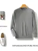 Suéter Delgado 100% Lana para Hombre Cuello Redondo Versátil Color Sólido Suéter Casual de Negocios Lujo Accesible Base de Punto de Lana Al por Mayor