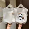 Chaleco sin mangas de algodón puro para niños en verano, versátil, cuello redondo, chaleco casual para bebé, camiseta fina de algodón puro para usar sobre otras prendas para niños mayores