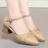 Zapatos de Mamá, Nuevo Estilo Verano 2025, Suela Suave, Sandalias Cómodas de Trabajo para Mujer, Punta Cerrada, Correa Única, Zapatos Huecos Negros de Una Sola Correa