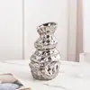 Vaso de Cerâmica Banhado a Ouro e Prata, de Alta Qualidade, Simples, Moderno e Fashion, para Mesa de Jantar, Decoração de Hotel, Mobiliário Doméstico, Lazer e Entretenimento