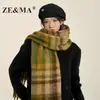 Bufanda de Rayas Ze&Ma para Mujer, Nuevo Estilo de Alta Gama para Otoño e Invierno, Estilo Coreano, Engrosada para Calidez, Calentador de Cuello Atmosférico