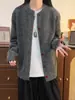 Suéter cárdigan de punto en capas gris oscuro estilo old money para hombres y mujeres, chaqueta de punto casual de otoño cleanfit