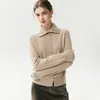 Usable de dos maneras: cárdigan de punto de cachemir súper elegante, suave y cómodo para mujer, con cuello alto, corte holgado y que se puede usar como capa base o como una prenda exterior cálida.