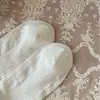 Calcetines de Mujer con Volante de Encaje y Lazo Burbuja para Primavera y Verano, Calcetines Calados de Media Pantorrilla para Niñas, Blancos, Lindos, Versátiles