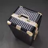 Estrutura de alumínio mala de capacidade extra grande espessada caixa com haste de puxar feminina caixa universal com roda feminina masculina senha mala de viagem capa de couro resistente ao desgaste bagagem de porão
