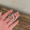 Aretes de Aro de Plata con Circonita Estilo Coreano, Aretes de Aro Lisos Únicos y Exquisitos, Deslumbrante Lujo Ligero con un Toque de Alta Gama, Aretes de Botón, Pinzas para Orejas, Accesorios para Orejas
