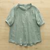 Cardigan Feminino de Gaze Dupla com Manga Curta, Gola Alta Doce Japonesa, Babados de Renda, Cor Sólida, Verão 2025, Camisa, Atacado
