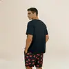 Conjunto de Pijama Corto Estampado para Hombre de Manga Corta Que Se Puede Usar Afuera, Exclusivamente para Amazon y Aliexpress