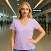 Primavera y Verano 2025 Aliexpress Amazon Ebay Talla Grande Cuello en V Profundo Manga Corta Mujer Holgado Casual Top Camisa Base