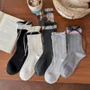 Calcetines para Mujer Dulces de Lunares con Lazo de Cinta Calcetines de Media Pantorrilla Color Japonés Bloque de Color Doble Canalé Borde Enrollado Calcetines de Ajuste Holgado Calcetines sin Costuras