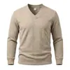 Suéter de malha jacquard masculino outono/inverno Amazon transfronteiriço, gola V casual, camada interna masculina para negócios, blusa de malha de manga longa
