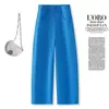 Pantalones Azules Cortos de Pierna Ancha Guadaña para Mujer, Nuevo Estilo Verano 2026, Petite de Cintura Alta Adelgazantes Casuales Delgados Pantalones Guadaña