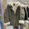 Chaqueta de Invierno Gruesa y Cálida de Felpa de Cordero y Algodón Estilo Coreano para Mujer Parka Estilo Ropa de Trabajo Holgada Casual Versátil con Capucha