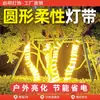 Fita de Luz LED ao Redor de Árvores 220V Dupla Face Redonda Exterior À Prova d'Água Engenharia Super Brilhante Vegetação Luz de Atmosfera para Jardim