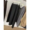 Elegante falda imprescindible para otoño e invierno, falda midi de lana de acetato de cintura alta, versátil y estiliza para mujer, adecuada para ir al trabajo