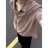 Camisa Polo Texturizada Retro Americana de Manga Corta para Hombre Verano Gama Alta Deconstruida Camiseta Hombro Derecho Cleanfit de Media Manga