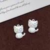 Colgante de gato lindo, aleación de gatito heterocromático de una cara para collar, pulsera, pendientes, cadena de teléfono, llavero, accesorios DIY