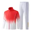 Conjunto de Ropa Deportiva Cardigan con Cuello Alto Degradado Azul y Blanco del Equipo Chino Transpirable Elástico Uniforme de Equipo de Atletismo Uniforme para Eventos de Team Building Corporativo
